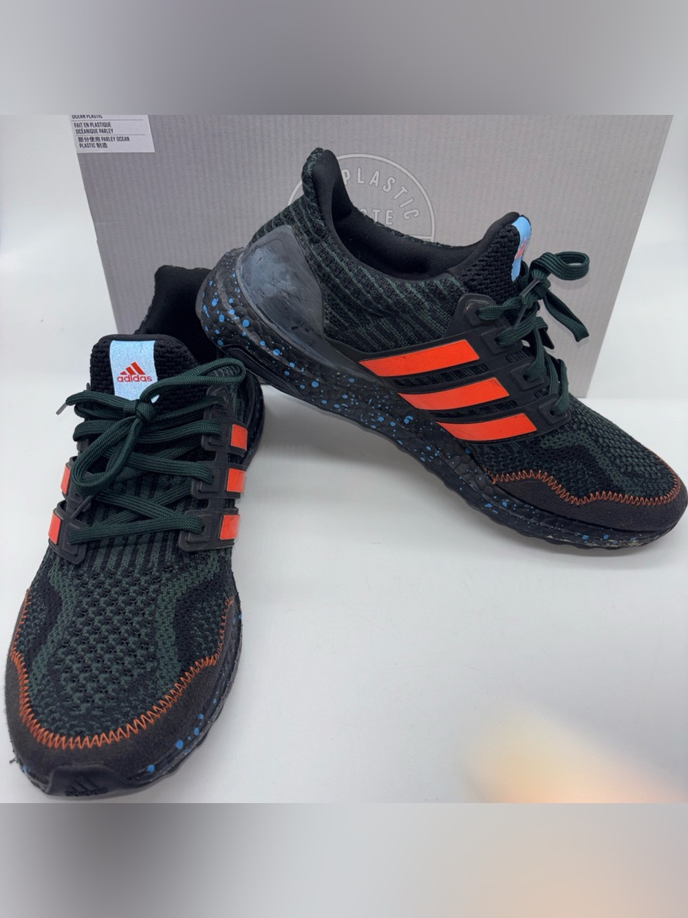 Adidas Ultraboost 5.0 DNA mens shoes 9, Black Orange Green